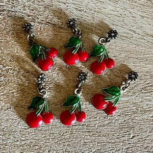 Red Cherry Charms Set of 6